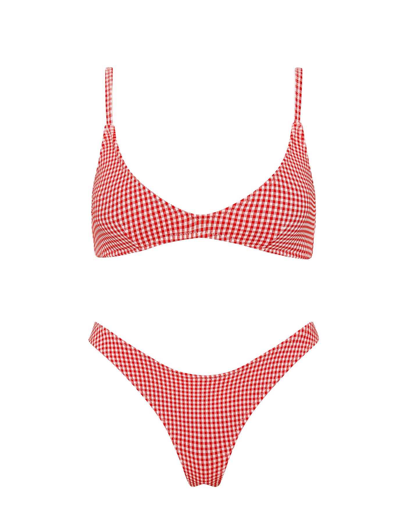 MAIA - PRON Red Gingham Scoop Bikini Set