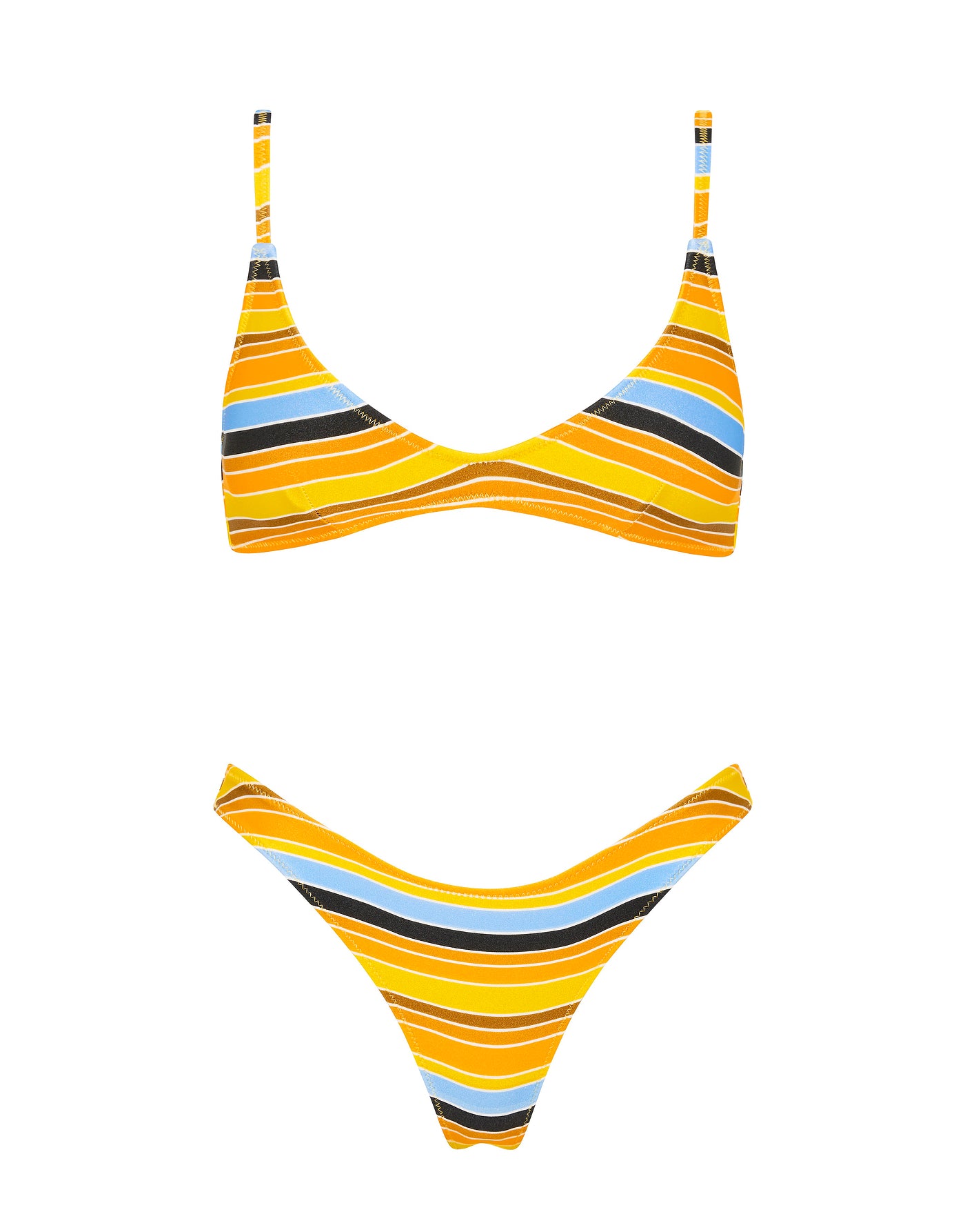 MAIA - TORE Stripe Scoop Bikini Set