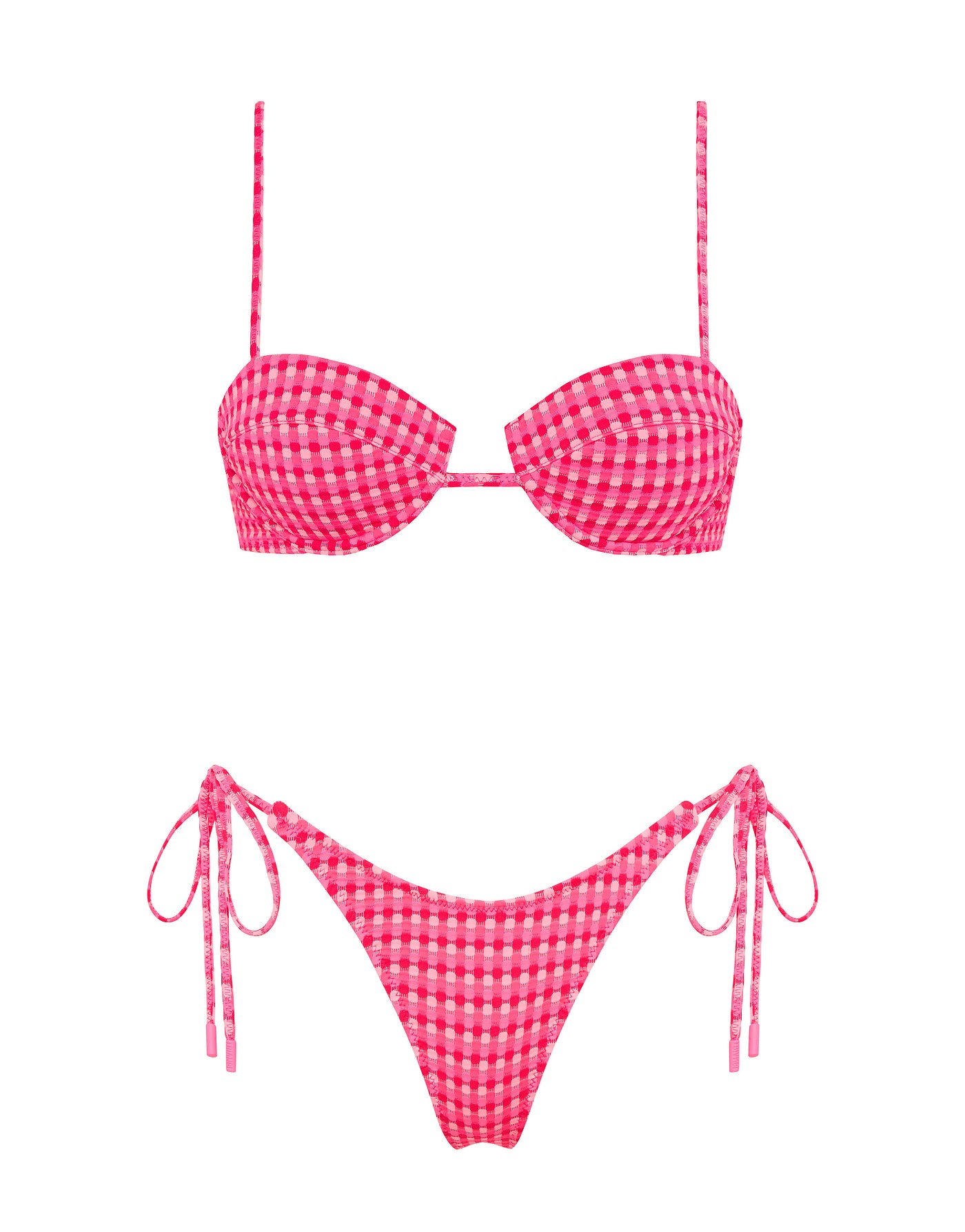 PALMA - ADAO Pink Textured Balconette Bikini Set - Image 10