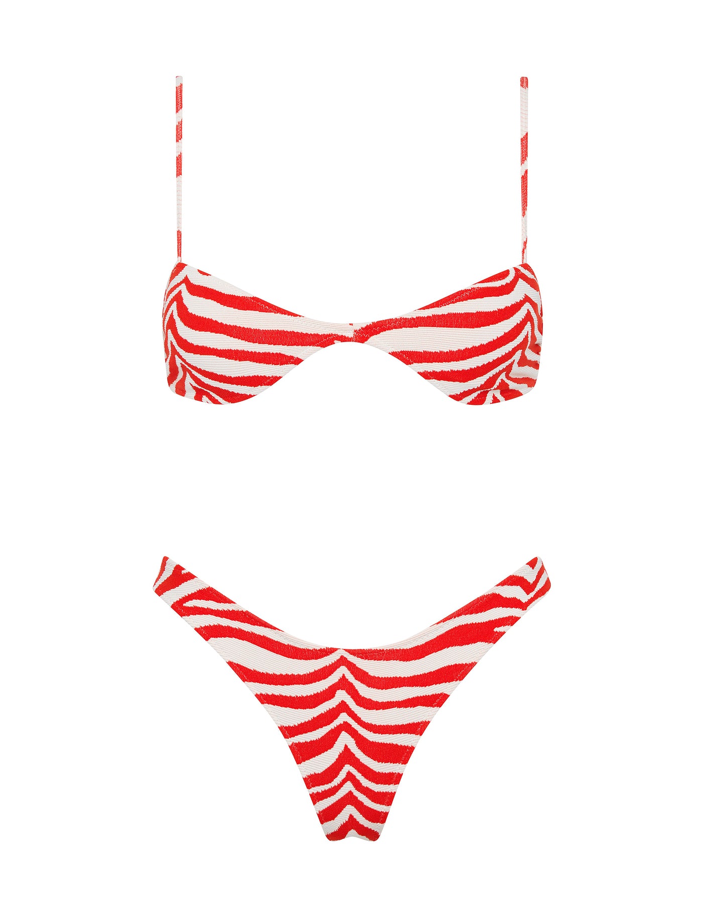 ESTE - CHERRY ZEBRA SPLASH Scoop Crop Bikini Set - Image 5