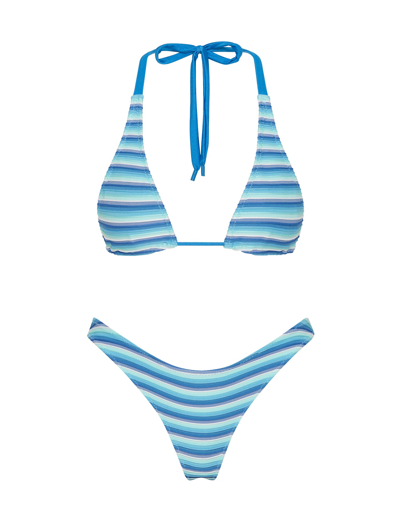 DARA - HORIZON BLUE Stripe Triangle Bikini Set - Image 6