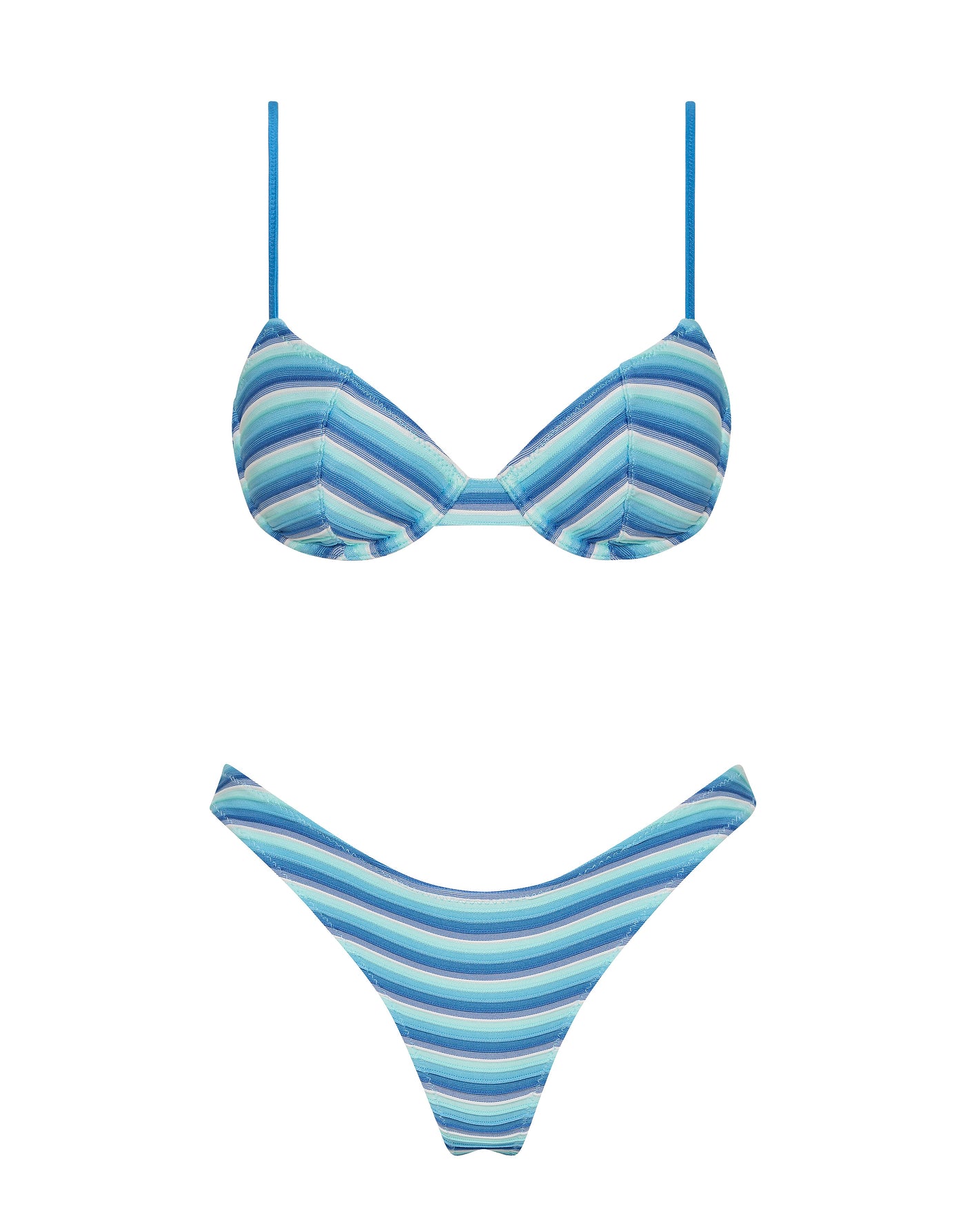 JARA - HORIZON BLUE Stripe Balconette Bikini - Image 6