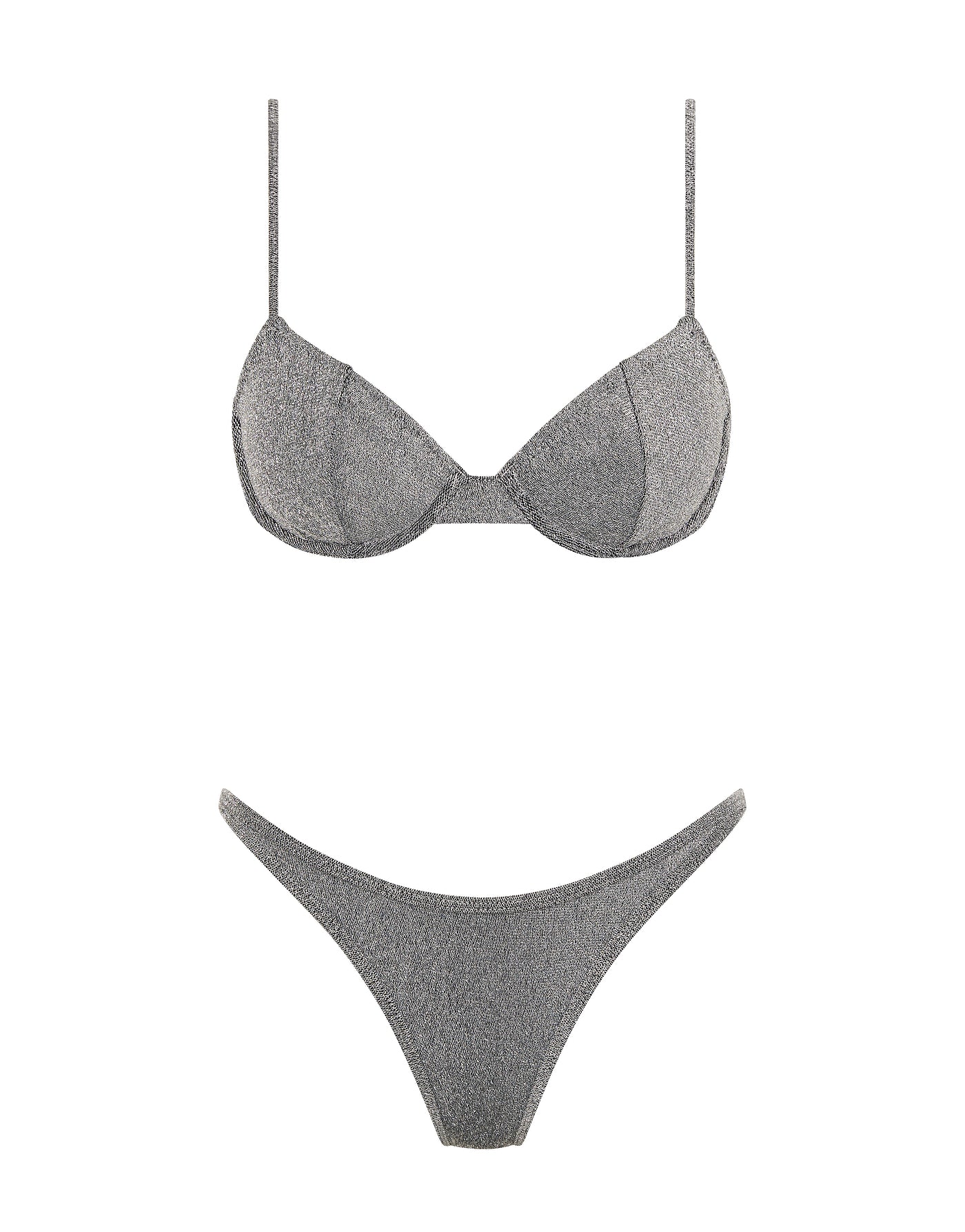 JARA - SILVER SPARKLE Balconette Bikini - Image 6