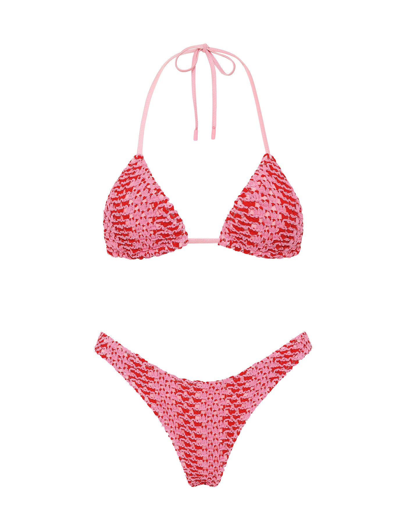 VINCA - ALINA Pink Crochet Triangle Bikini Set - Image 6